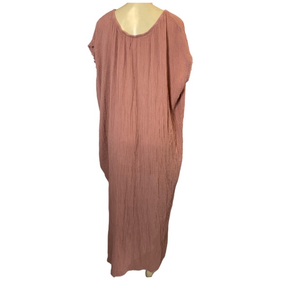 9seed Caftan Featuring On Seam Pockets Raw Edges Gauze Maxi Cotton Dress - Picture 4 of 8